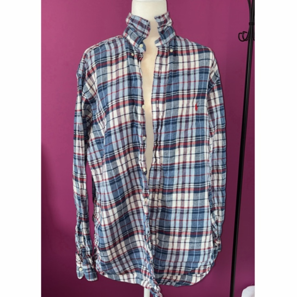 MENS Ralph Lauren Blue Plaid Shirt - Picture 3 of 6